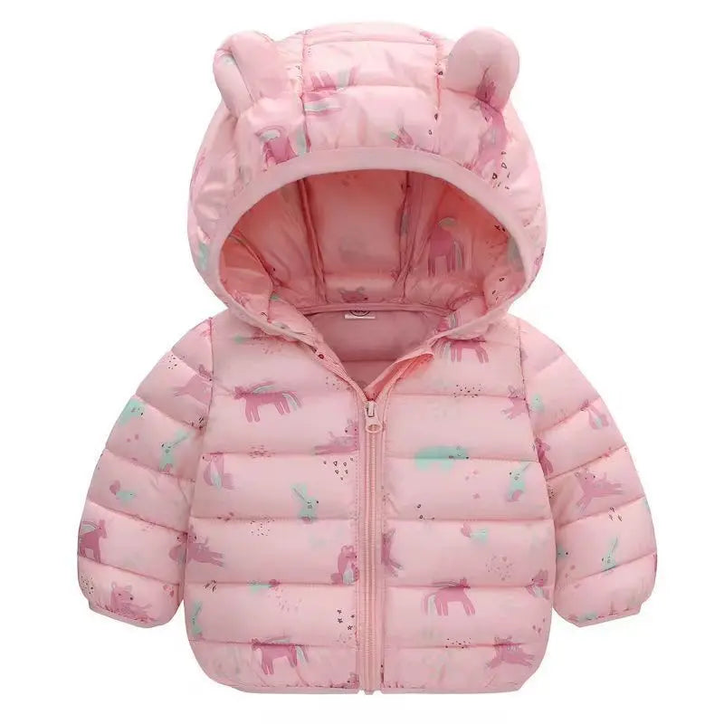 Winter Baby Down Cotton Jacket Winter 2023 New Fashion Cute Cartoon Coat Boys Girls Hooded Warm for Children's Outerwear 0-5y