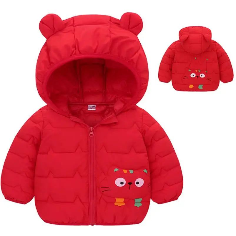 Winter Baby Down Cotton Jacket Winter 2023 New Fashion Cute Cartoon Coat Boys Girls Hooded Warm for Children's Outerwear 0-5y