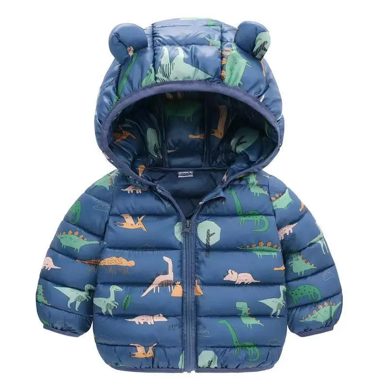 Winter Baby Down Cotton Jacket Winter 2023 New Fashion Cute Cartoon Coat Boys Girls Hooded Warm for Children's Outerwear 0-5y