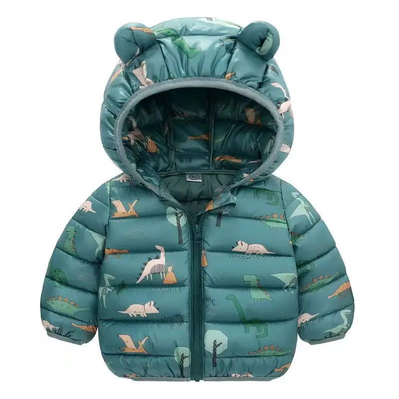 Winter Baby Down Cotton Jacket Winter 2023 New Fashion Cute Cartoon Coat Boys Girls Hooded Warm for Children's Outerwear 0-5y